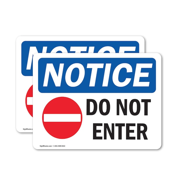 Signmission Do Not Enter Sign, Vinyl Decal, 5in W x 3.5in L, 2PK OS-2PACK-NS-D-35-L-15438 - main